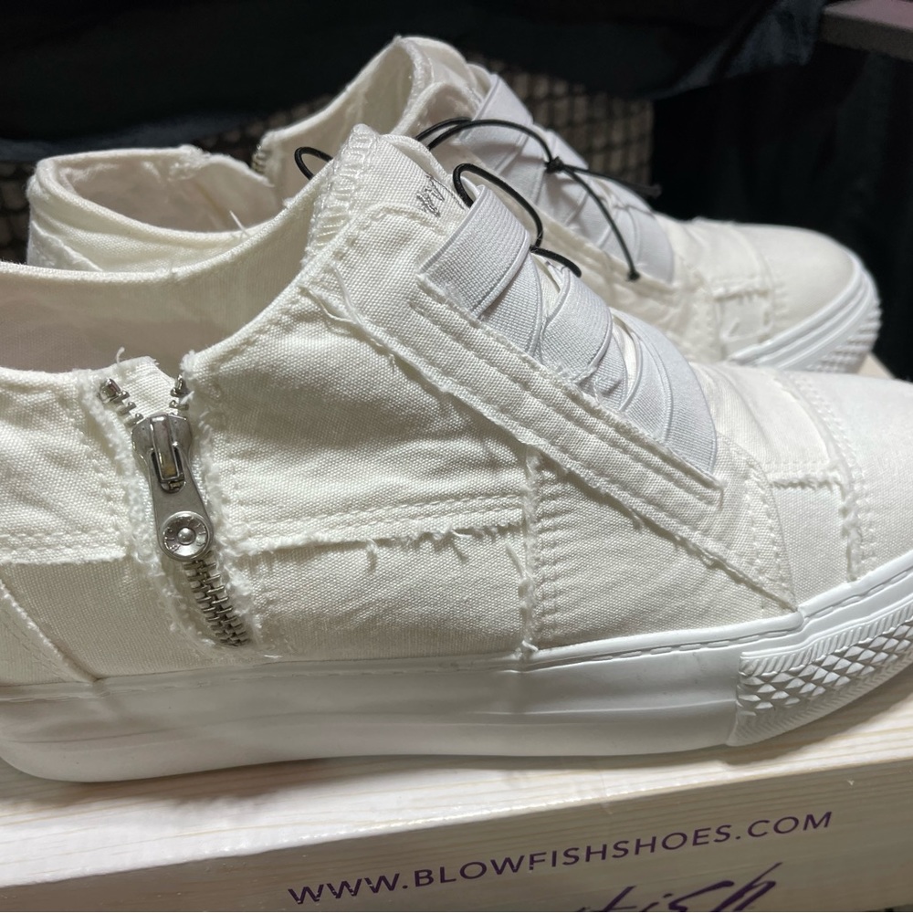White Blowfish high top style with side zipper